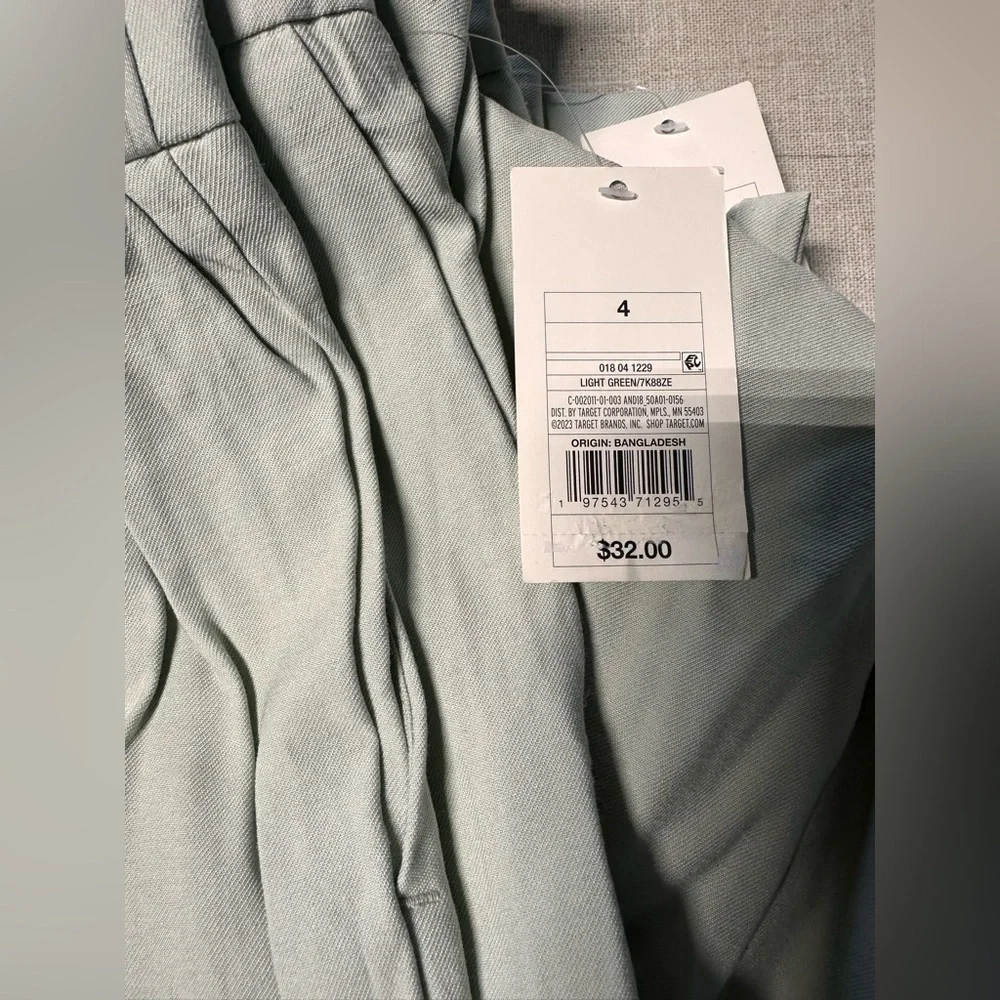 A New Day High-Rise Pleat Front Straight Trousers Pants - Light Green NEW - Picture 3 of 6